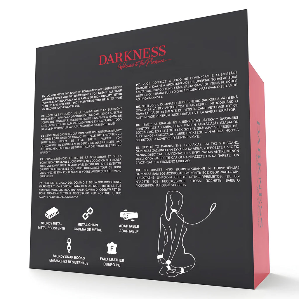 darkness menottes et collier en cuir noir