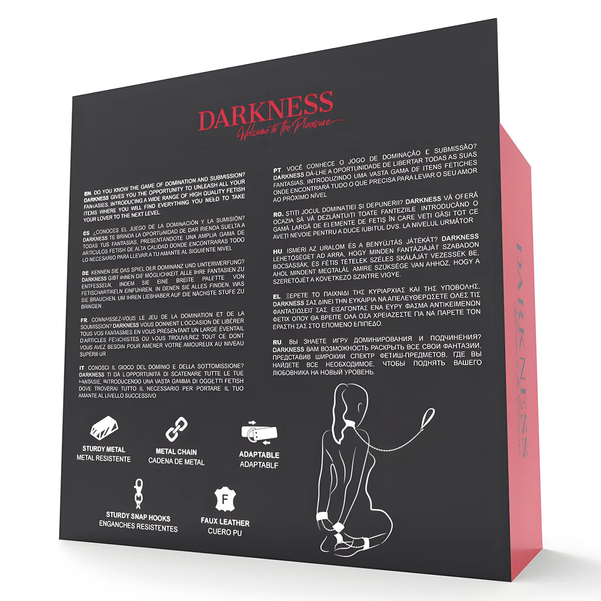 darkness menottes et collier en cuir noir