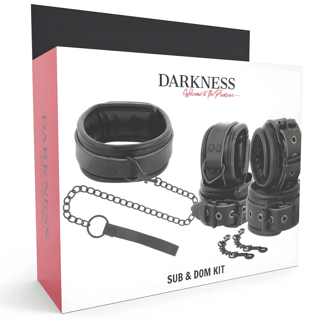 darkness menottes et collier en cuir noir
