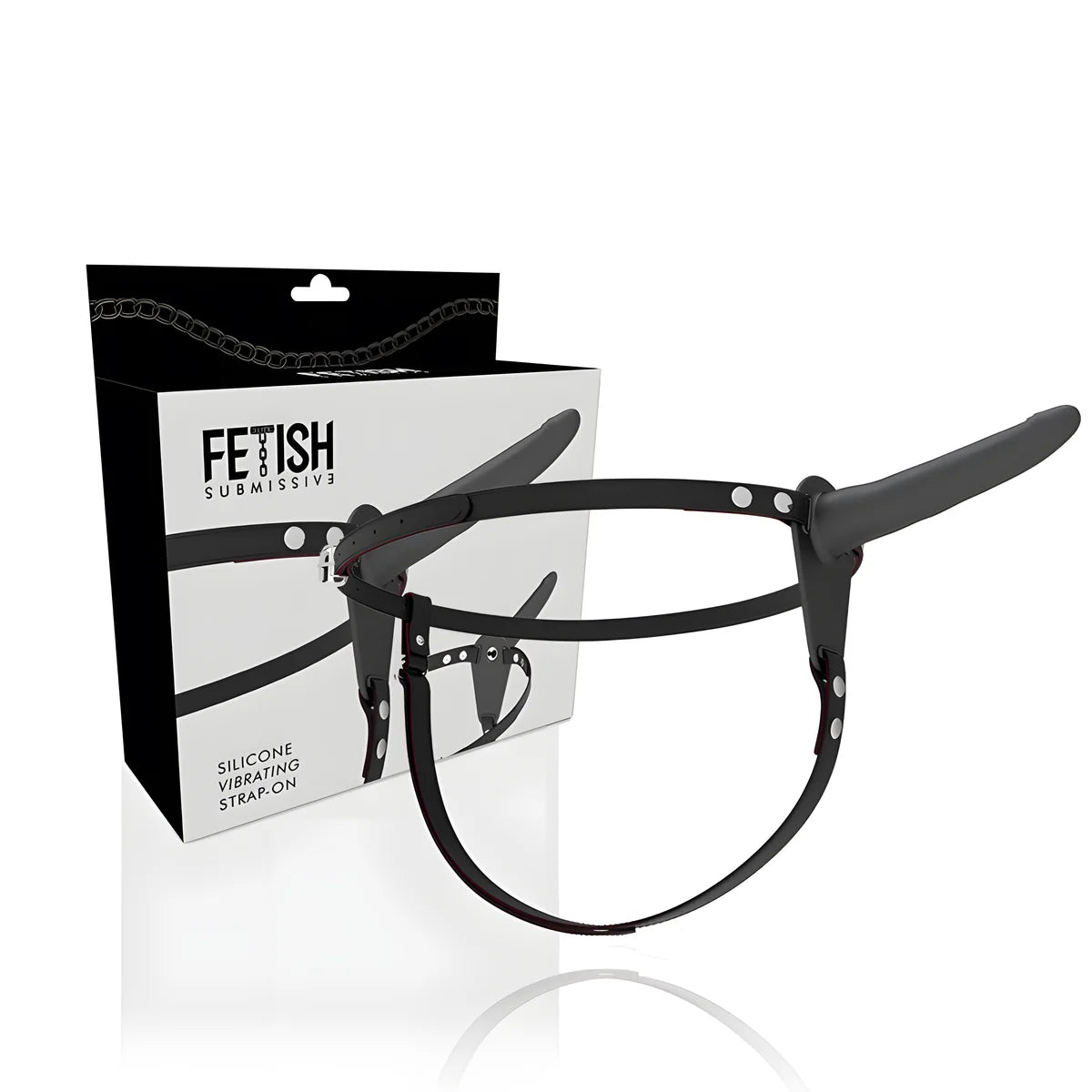 harnais soumis fetish vibrateur en silicone noir 15 cm