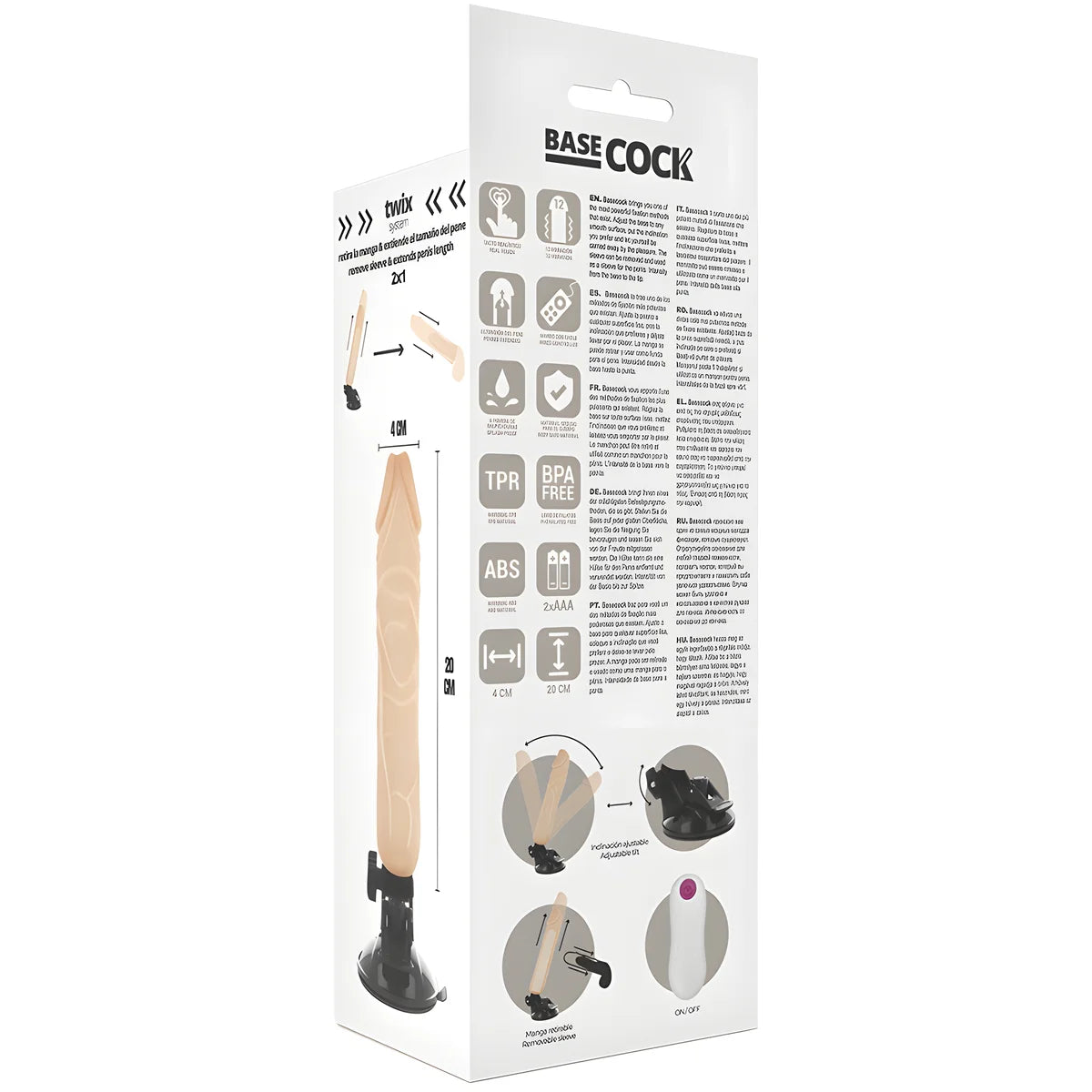 basecock vibrateur realiste telecommande naturel 20 cm o 4 cm