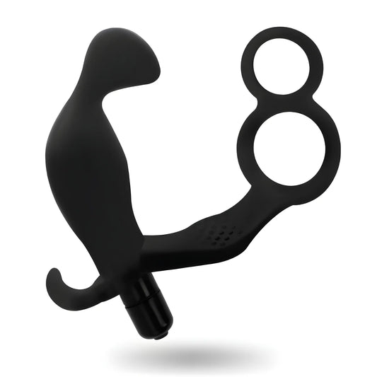 addicted toys plug anal avec double anneau penis et testicules noir