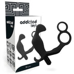 addicted toys plug anal avec double anneau penis et testicules noir