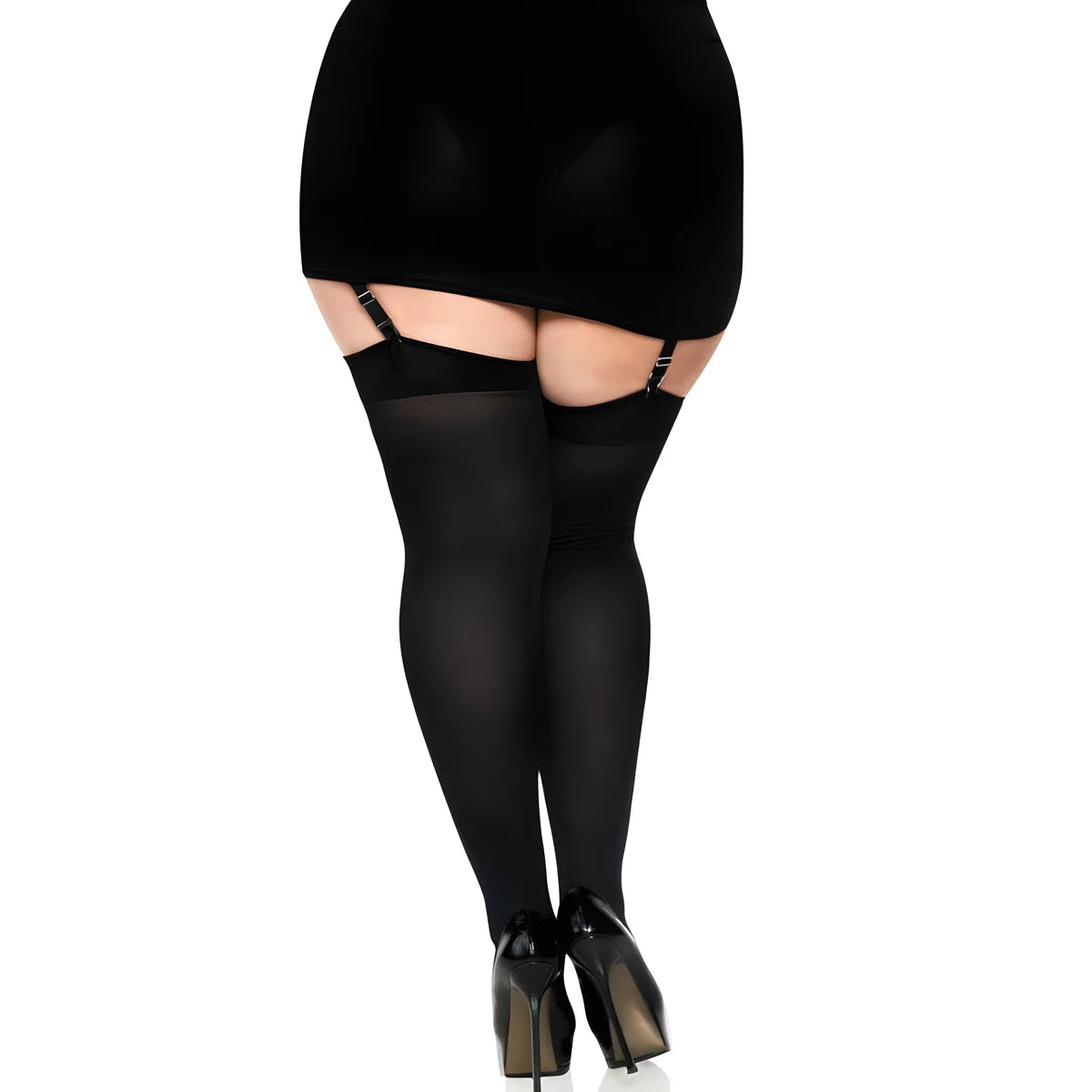 leg avenue cuisses hautes en nylon noir avec noeud noir taille unique