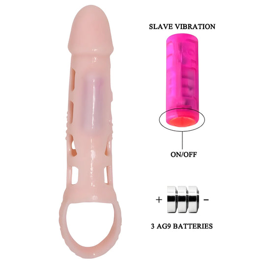 baile couverture dextension de penis avec vibration et sangle naturelle 13 5 cm