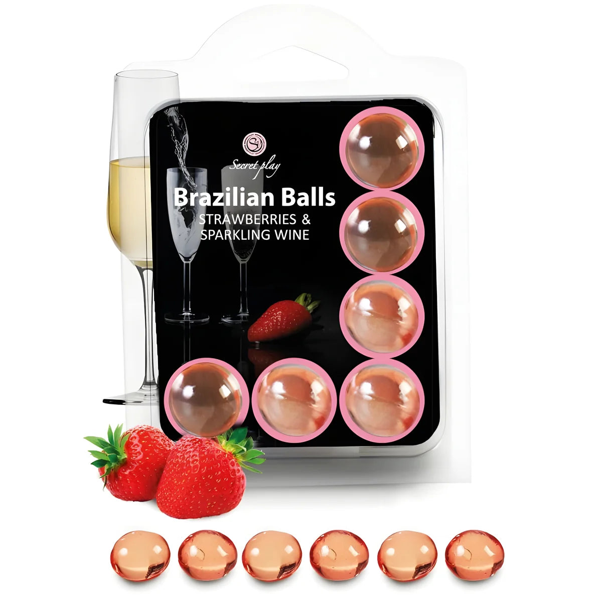 secretplay set 6 boules bresiliennes fraises au cava