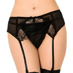 queen lingerie string avec jarretiere en dentelle noire s m