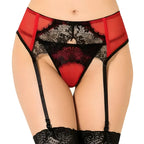 queen lingerie string avec jarretiere en dentelle noire s m