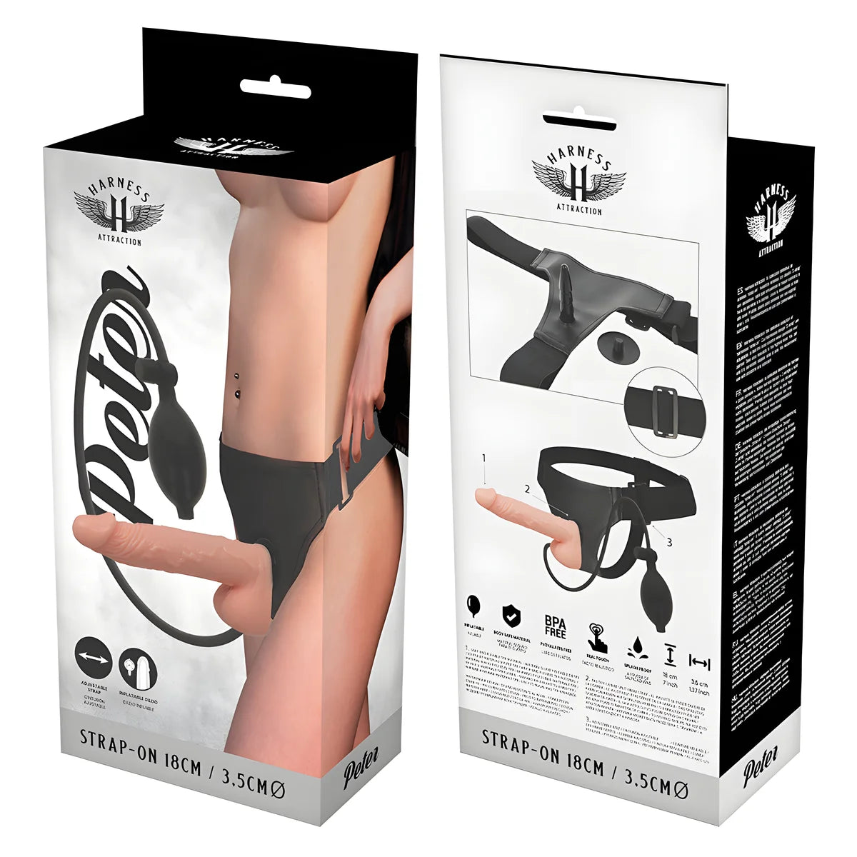 harness attraction rnes peter avec penis gonflable 18 cm o 3 5 cm