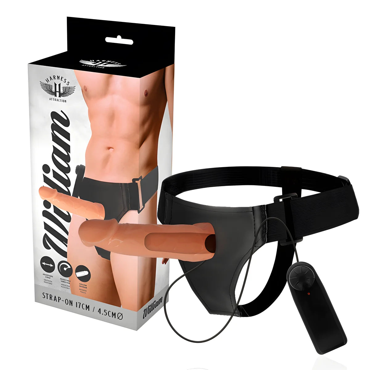 harness attraction willian hollow rnes avec vibrateur 17 cm o 4 5 cm