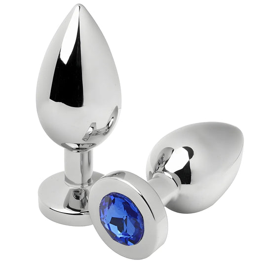 metal hard plug anal bleu diamant moyen 7 62cm