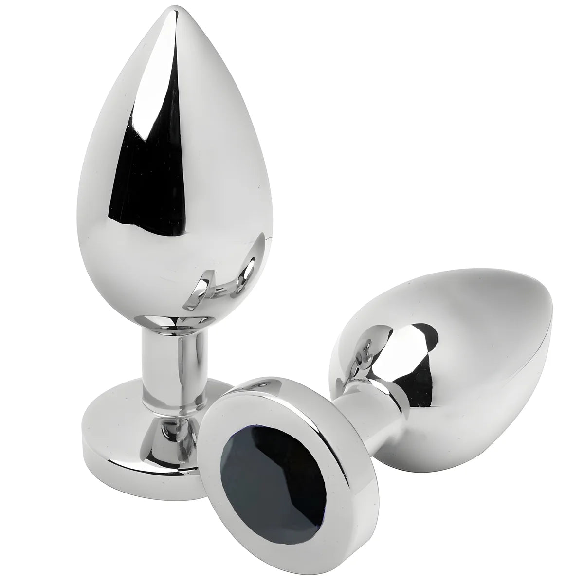 metal hard plug anal diamant noir petit 5 71cm