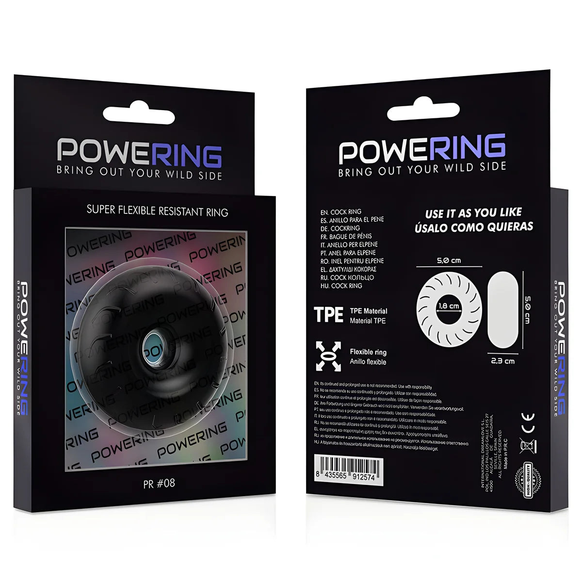 powering anneau penis super flexible et resistant 5cm pr08 noir