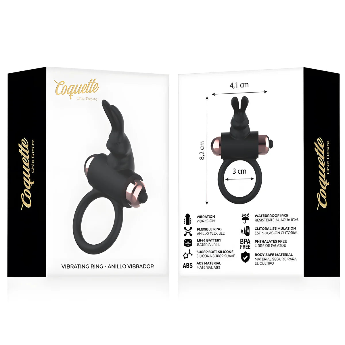 coquette chic desire cockring avec vibrateur noir or