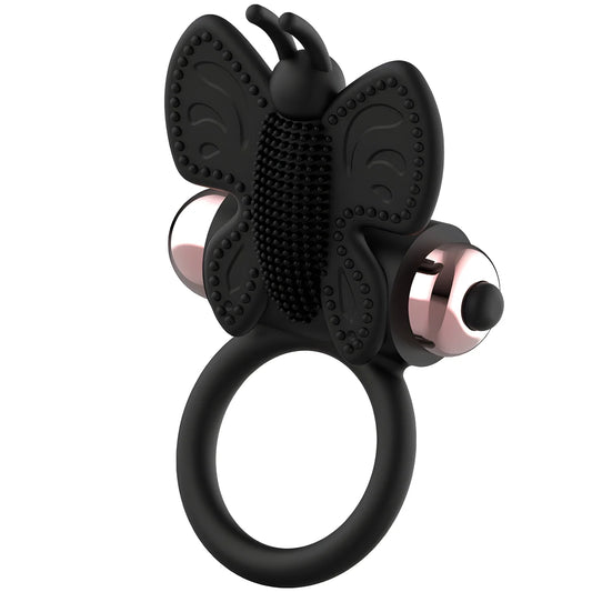 coquette chic desire cockring papillon avec vibrateur noir or
