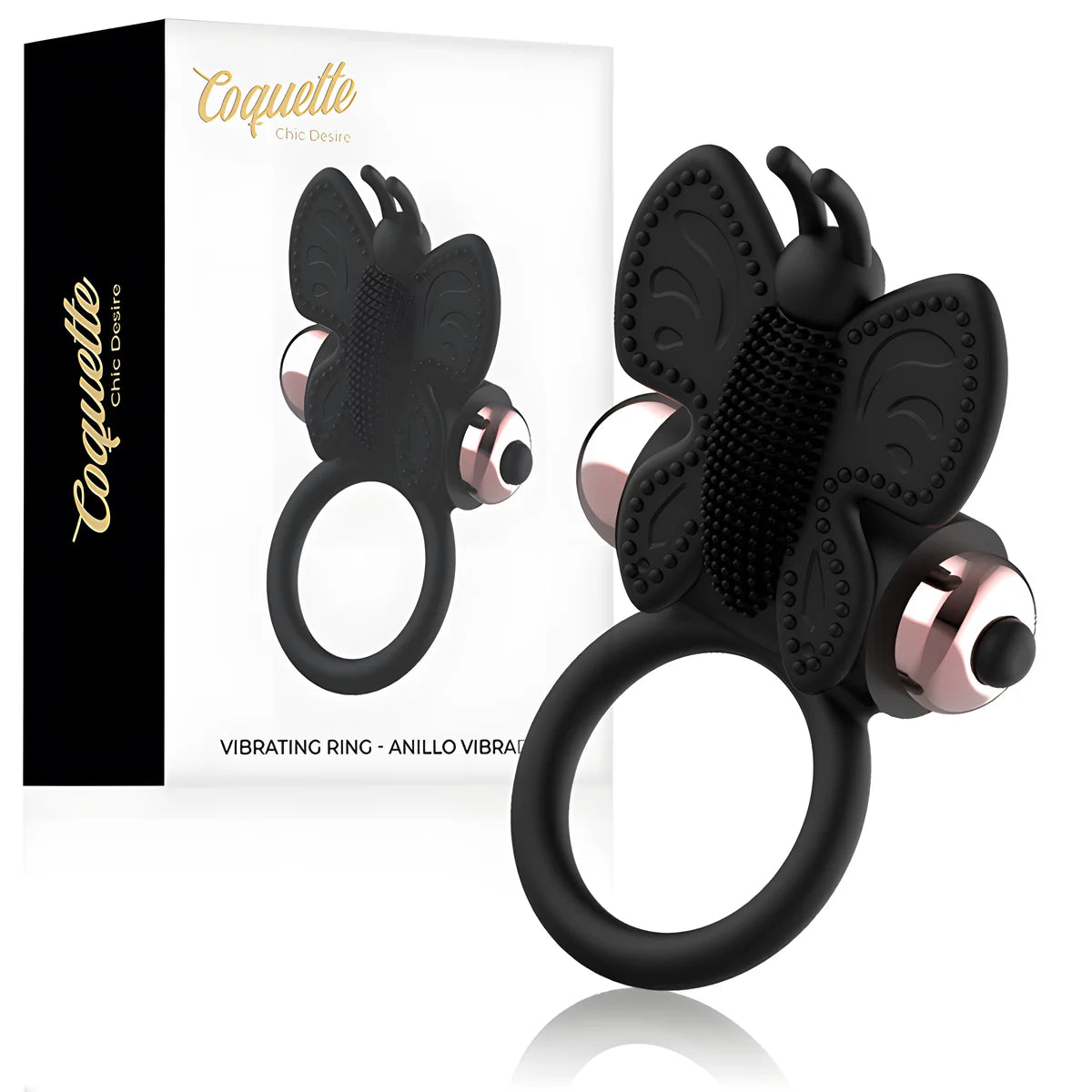coquette chic desire cockring papillon avec vibrateur noir or