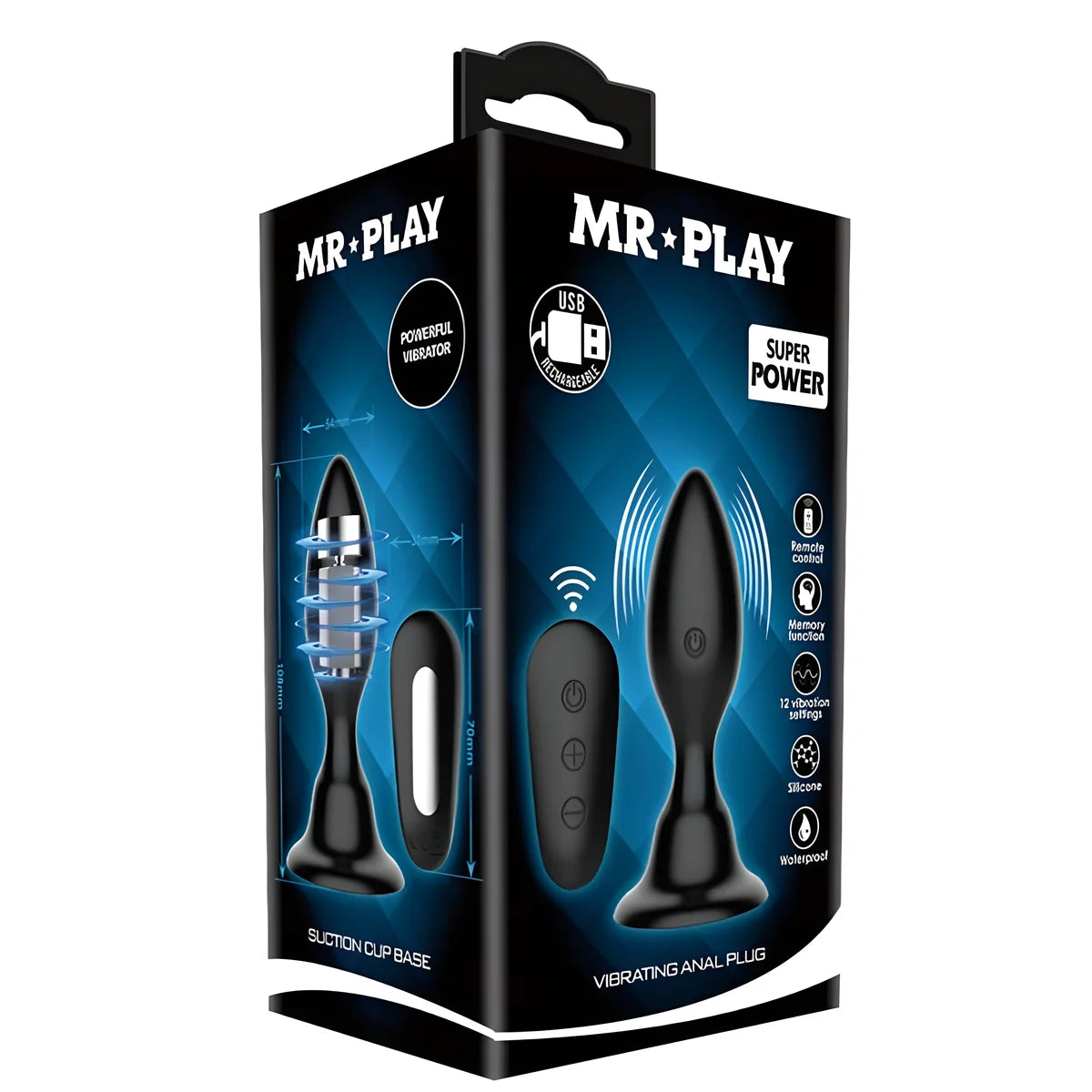 mr play plug anal avec telecommande vibration noire