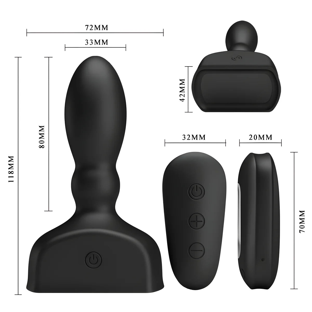 mr play telecommande de plug anal gonflable noir