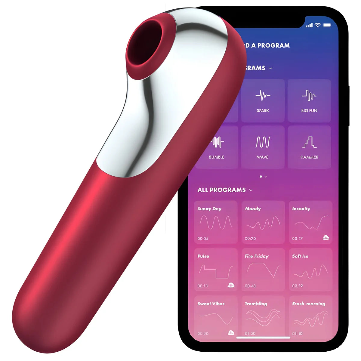 satisfyer vibrateur et aspiration dual love avec air pulse rouge