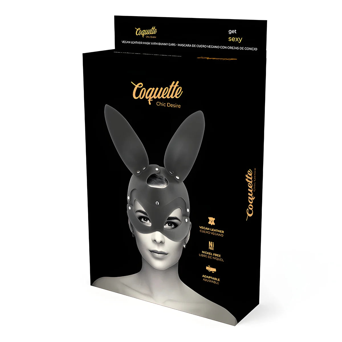 coquette chic desire masque en cuir vegan avec oreilles de lapin