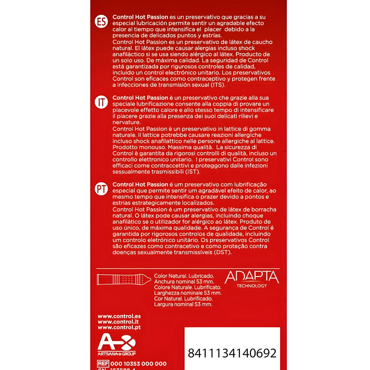 control effet rechauffant hot passion 10 unites