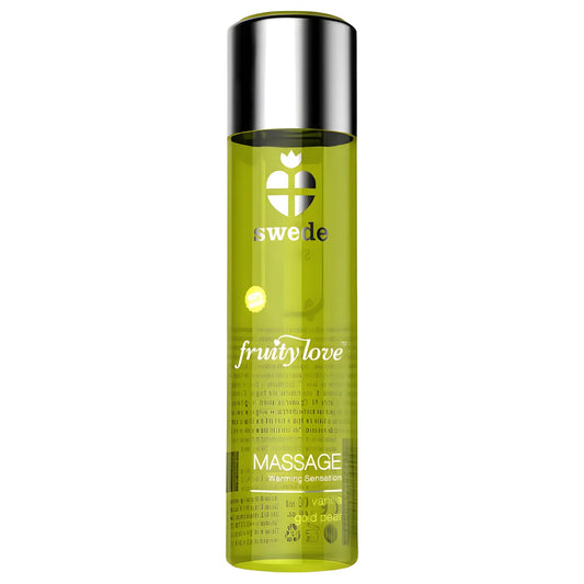 swede fruity love effet rechauffant huile de massage vanille et poire dor 120 ml