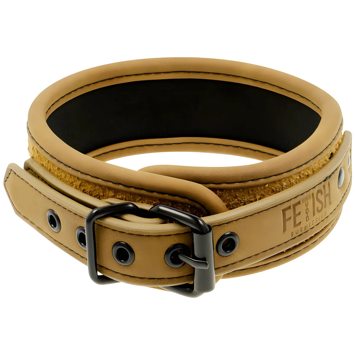 fetish submissive origen collier double en neoprene avec chaine