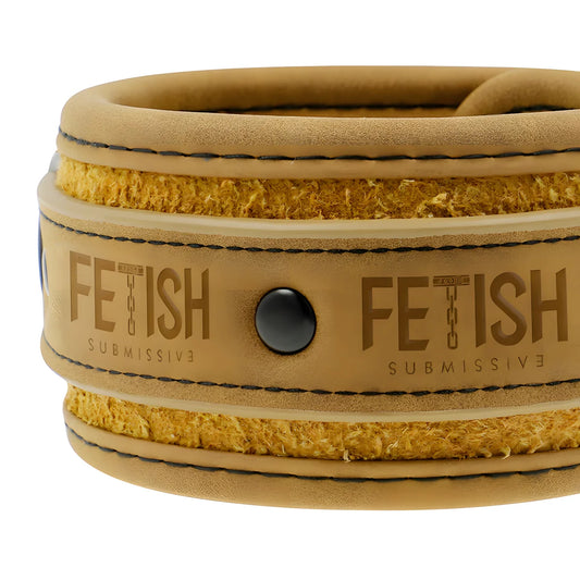 fetish submissive origen menottes en cuir vegetalien avec doublure en neoprene