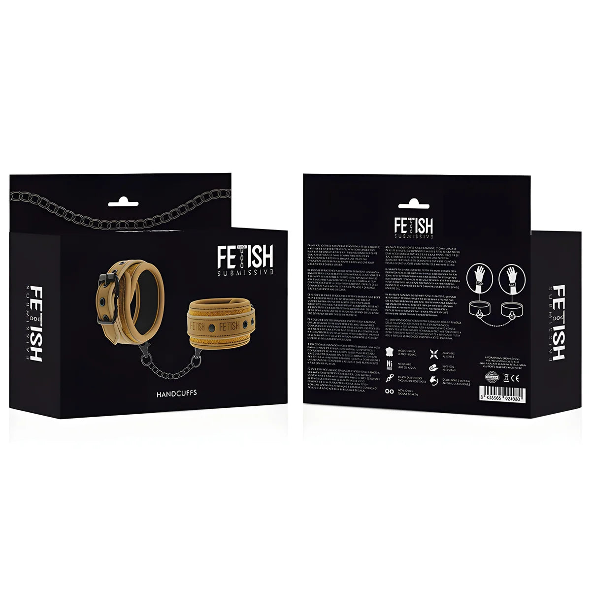 fetish submissive origen menottes en cuir vegetalien avec doublure en neoprene