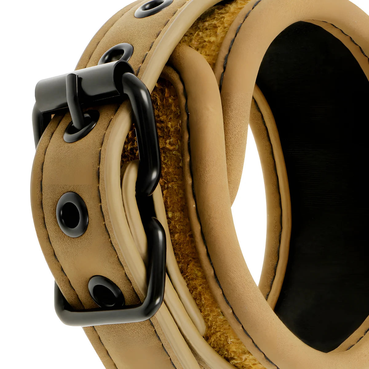 fetish submissive origen menottes en cuir vegetalien avec doublure en neoprene