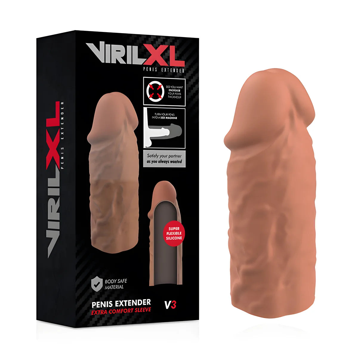virilxl extension de penis marron en silicone liquide v3