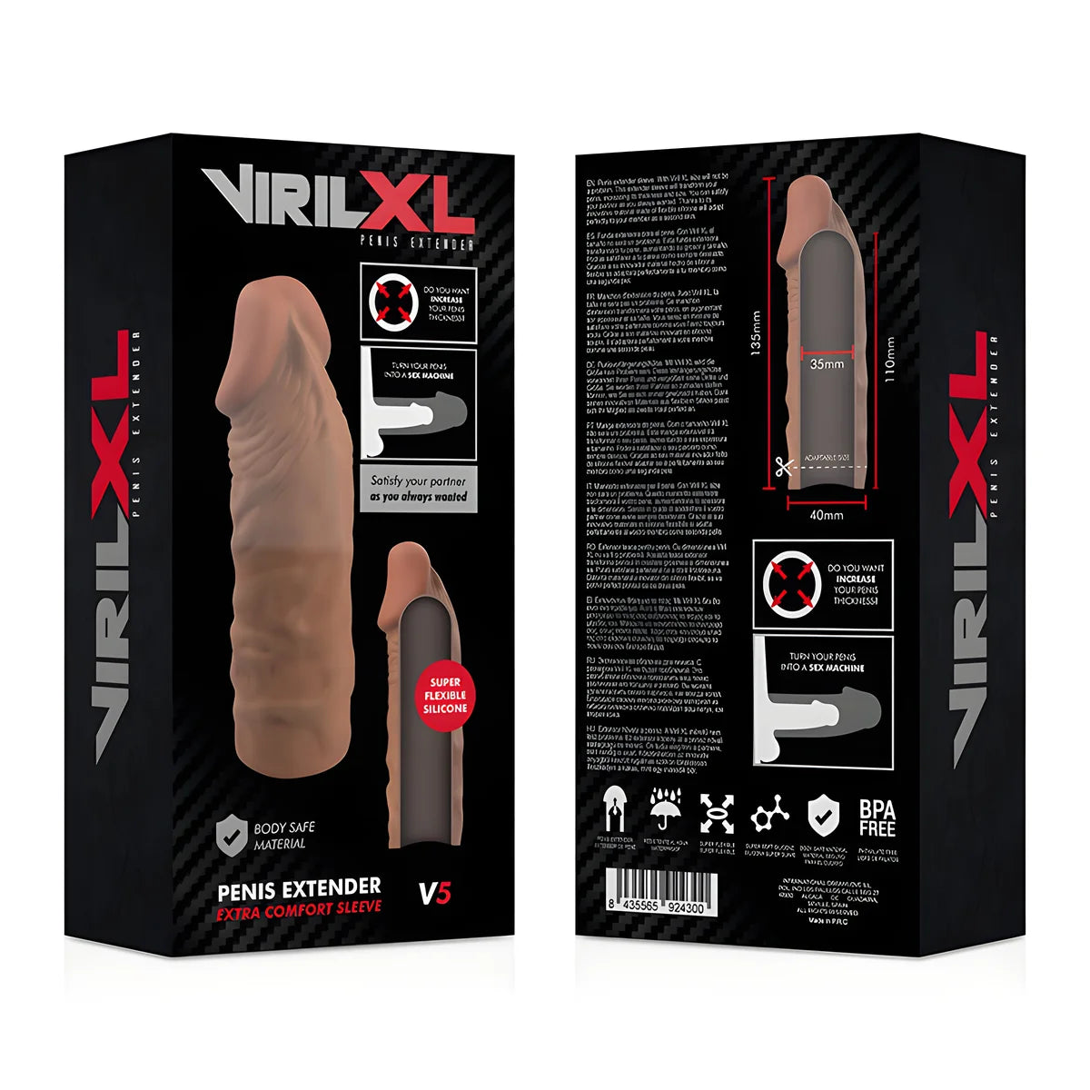 virilxl extension de penis marron en silicone liquide v5