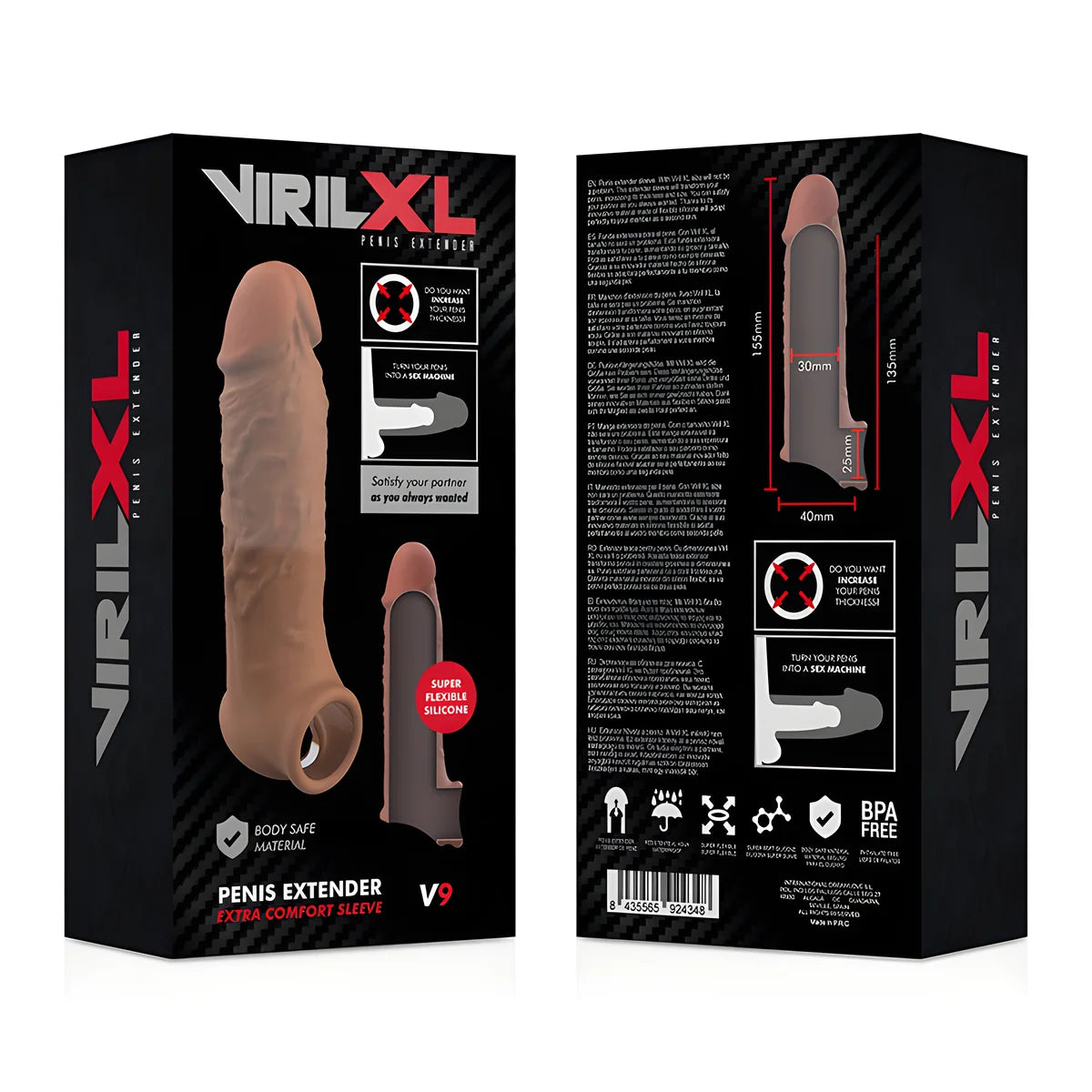 virilxl extension de penis marron en silicone liquide v9