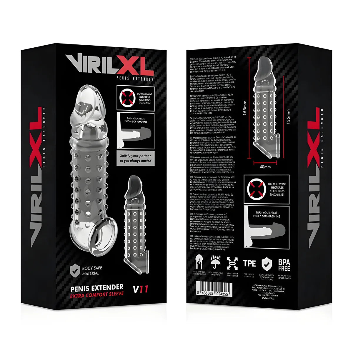 virilxl extension de penis et gaine v11 transparente