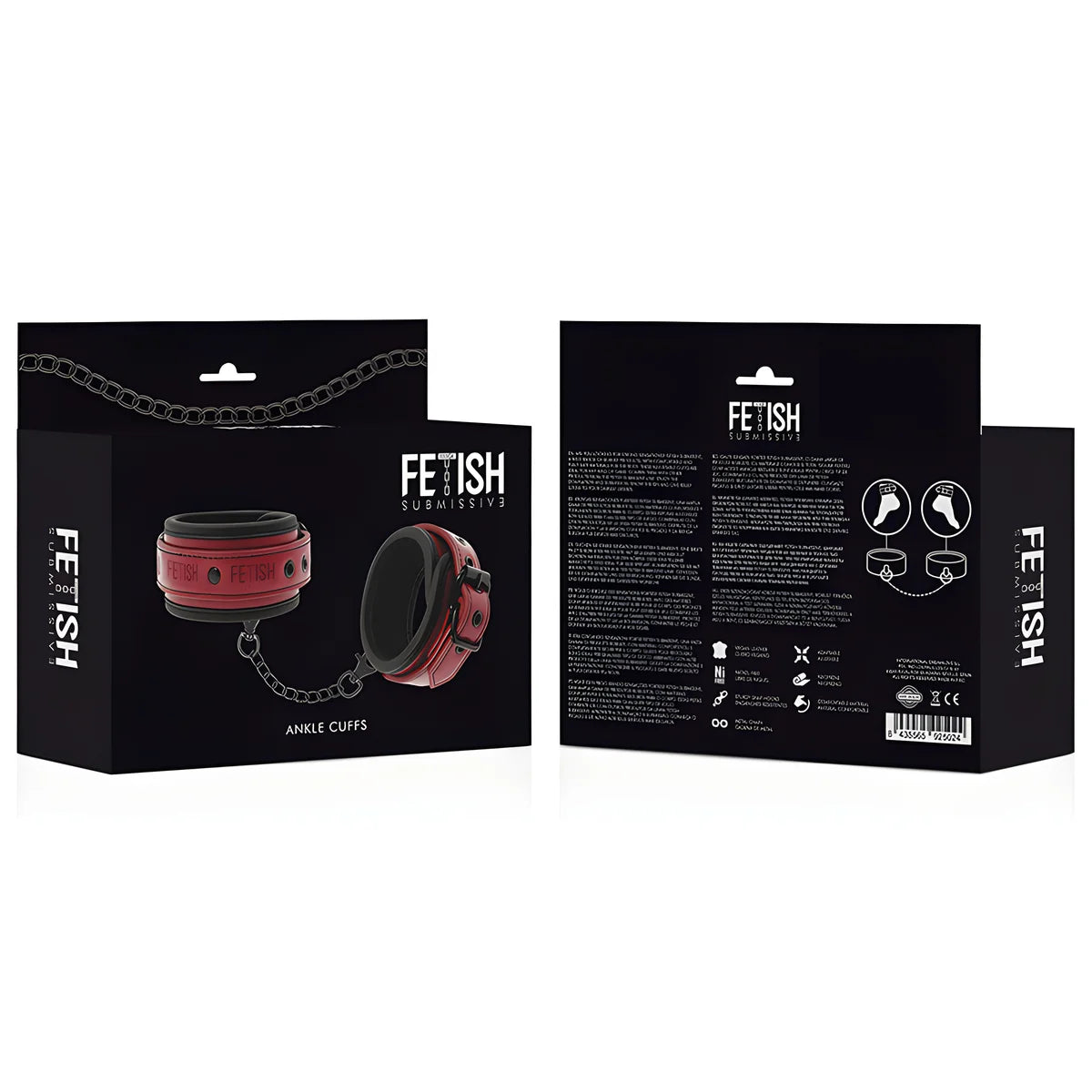 fetish submissive dark room menottes de cheville en cuir vegan avec doublure en neoprene