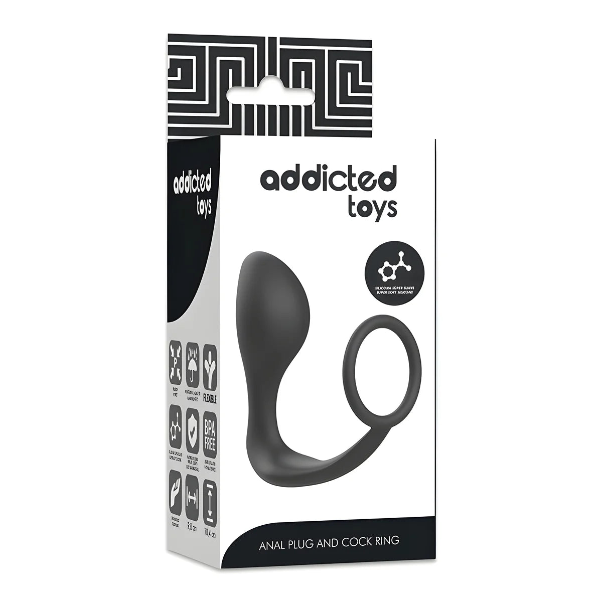 addicted toys plug anal avec anneau en silicone noir