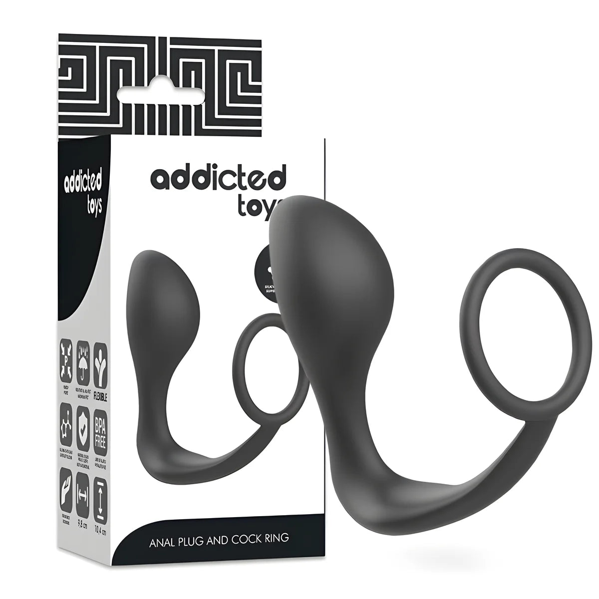 addicted toys plug anal avec anneau en silicone noir