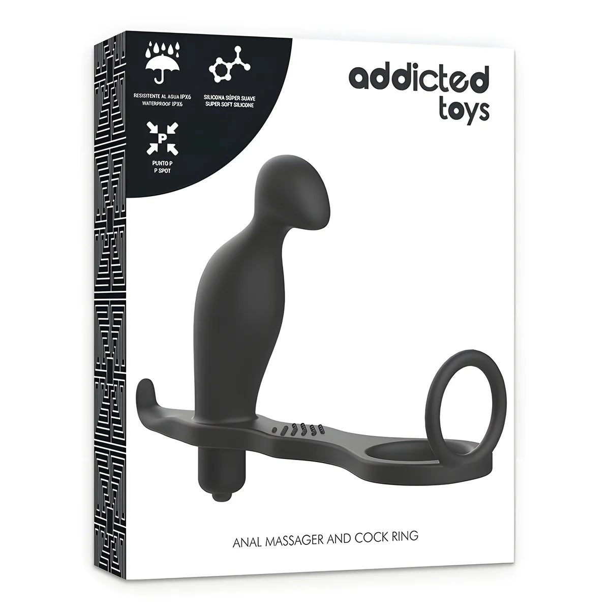 addicted toys plug anal avec anneau en silicone noir 12 cm