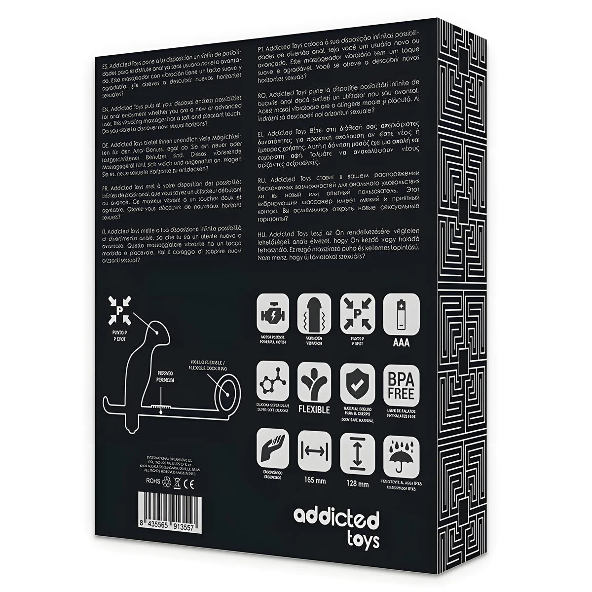 addicted toys plug anal avec anneau en silicone noir 12 cm