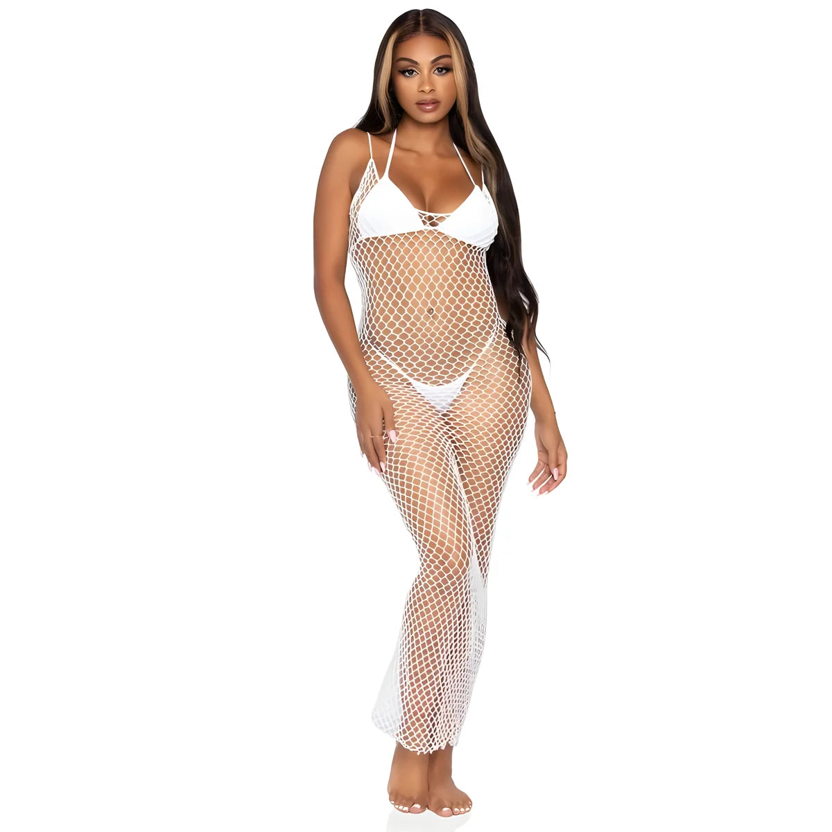 leg avenue robe maxi en filet torsade taille unique