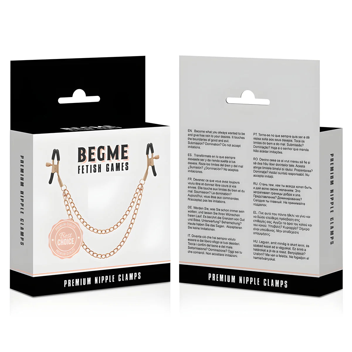 begme black edition premium pinces a tetons avec chaine