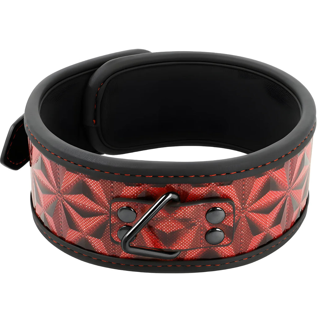 begme collier en cuir vegan premium edition rouge avec doublure en neoprene