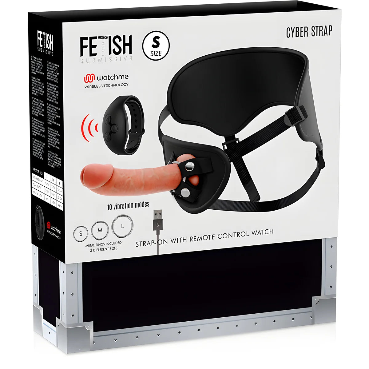 fetish submissive cyber strap harnais avec telecommande dildo watchme s technologie