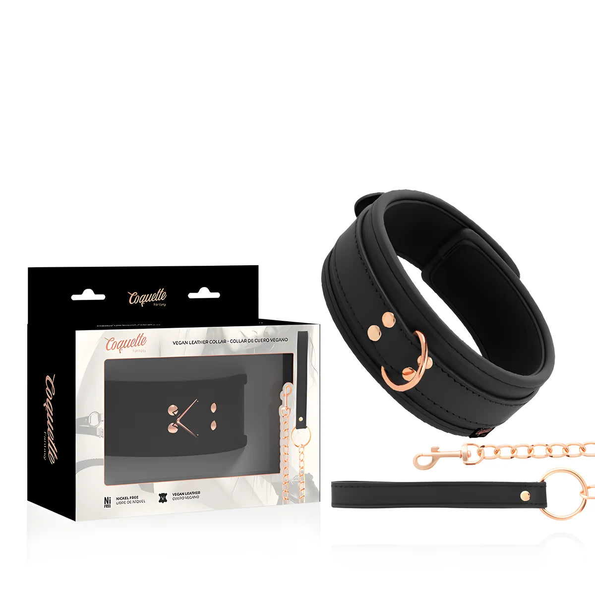 coquette chic desire collier fantaisie en cuir vegan avec bracelet et doublure en neoprene
