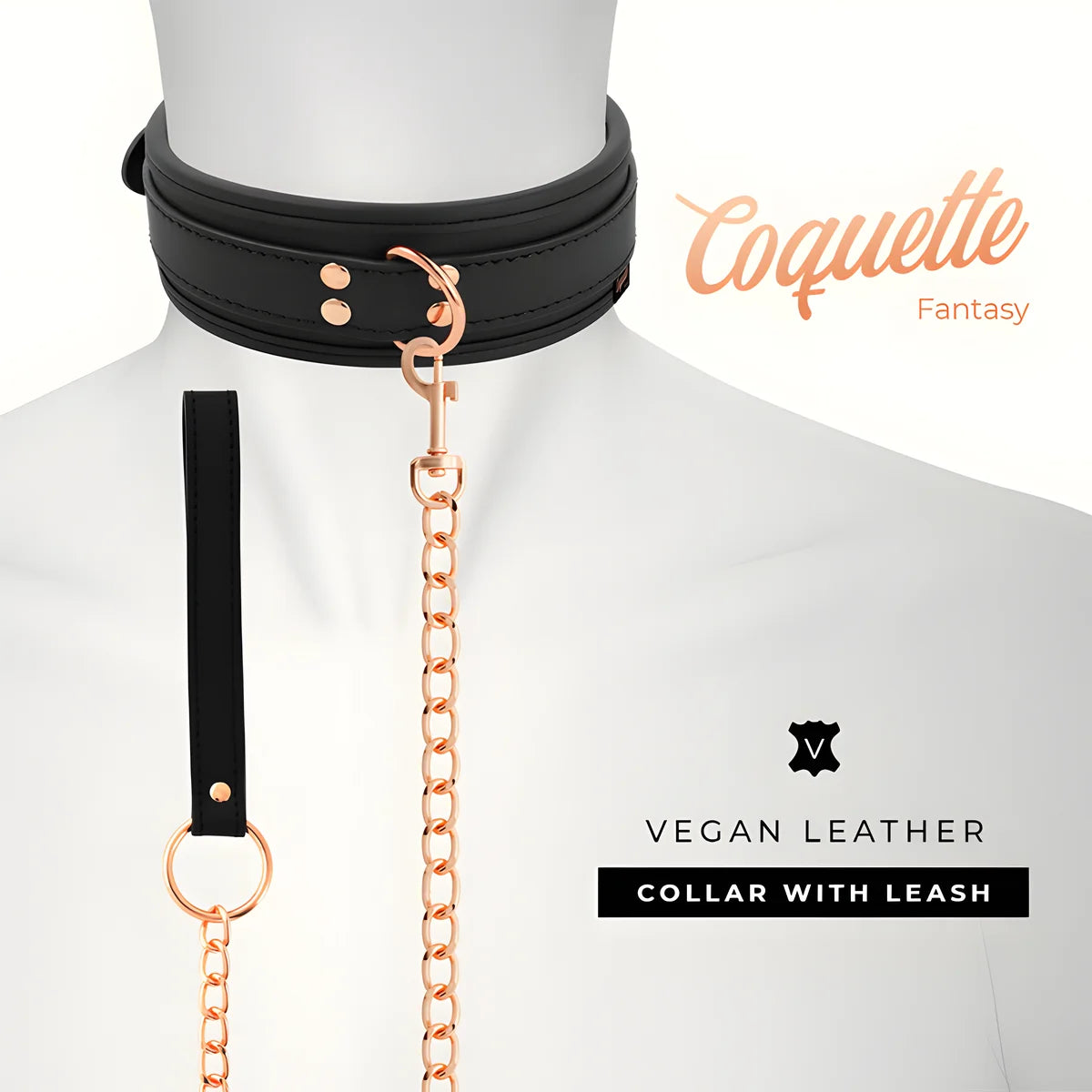 coquette chic desire collier fantaisie en cuir vegan avec bracelet et doublure en neoprene