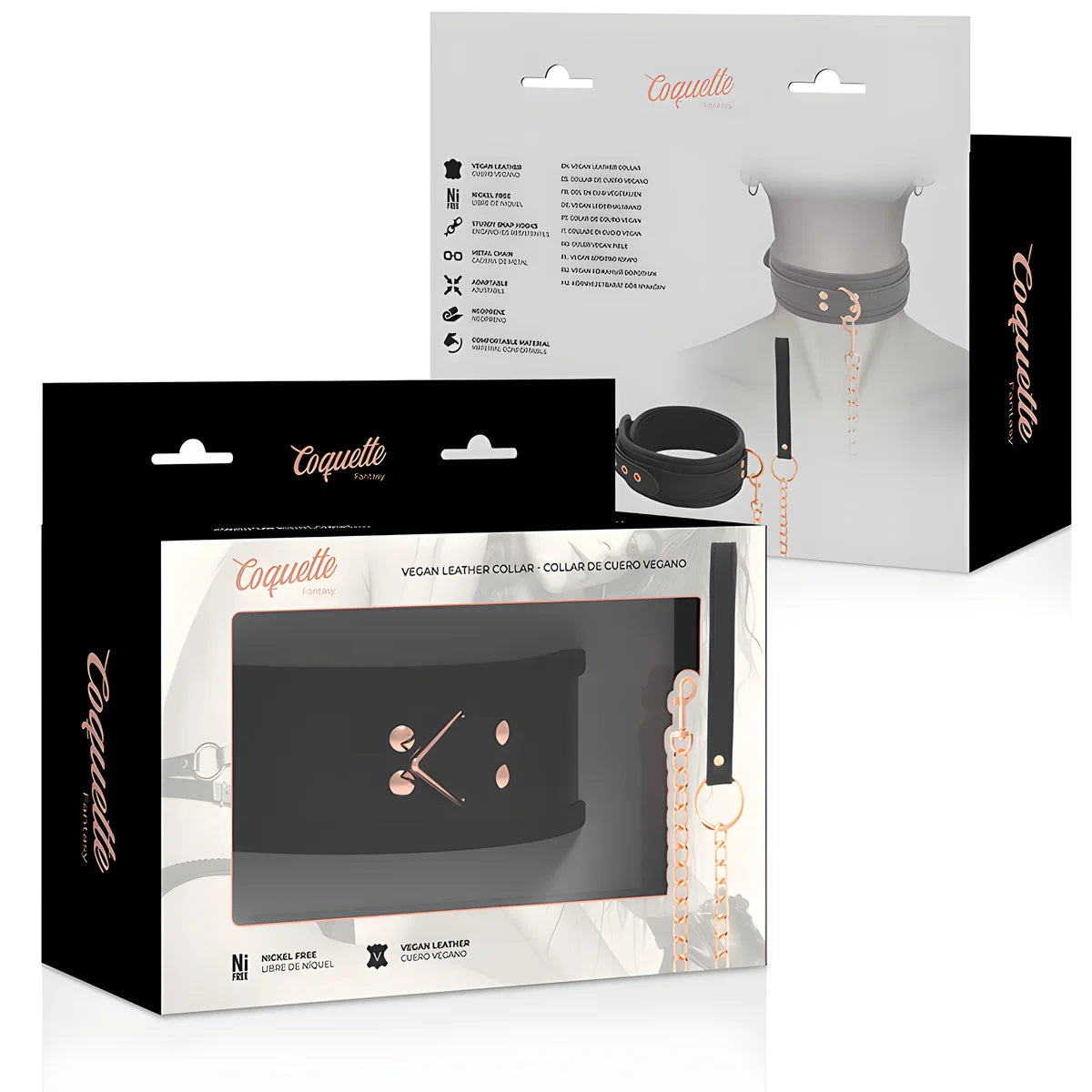 coquette chic desire collier fantaisie en cuir vegan avec bracelet et doublure en neoprene