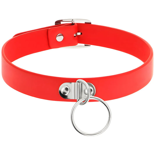 coquette chic desire collier cuir vegan rouge femme accessoire fetiche