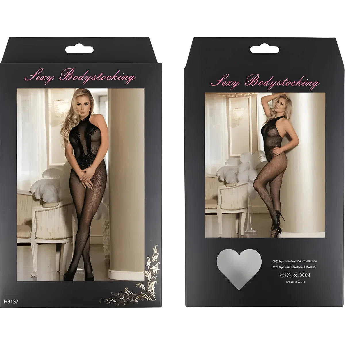 queen lingerie bodystocking avec ouverture et dentelle florale s l