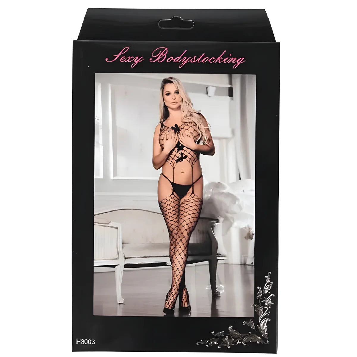 queen lingerie bodystocking en filet avec liens s l