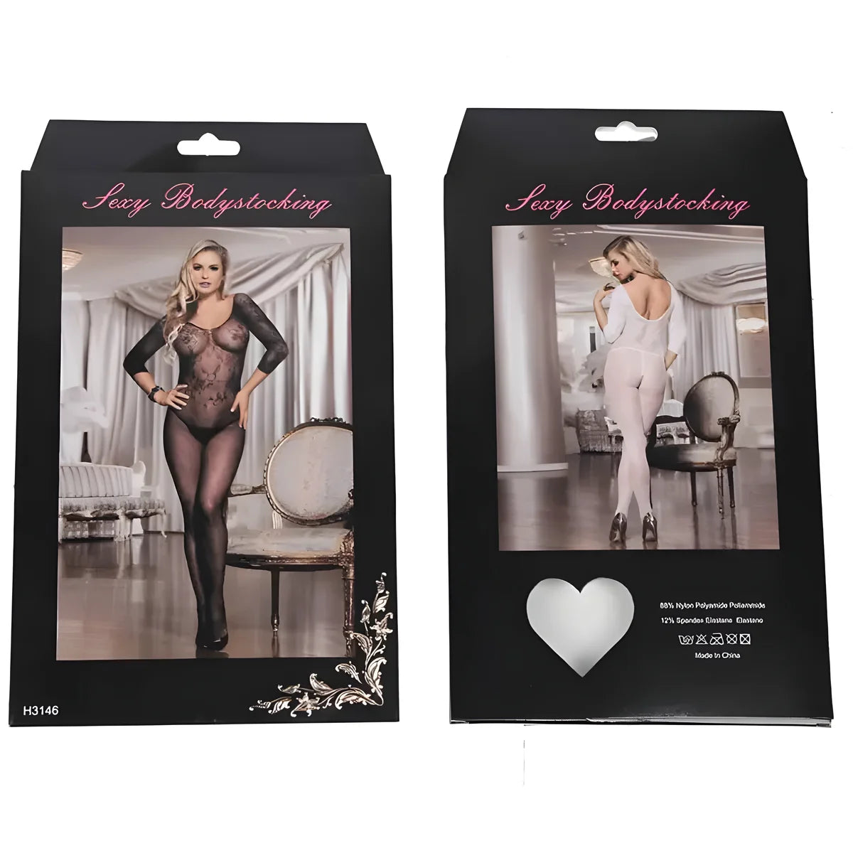queen lingerie bodystocking avec ouverture manches longues s l